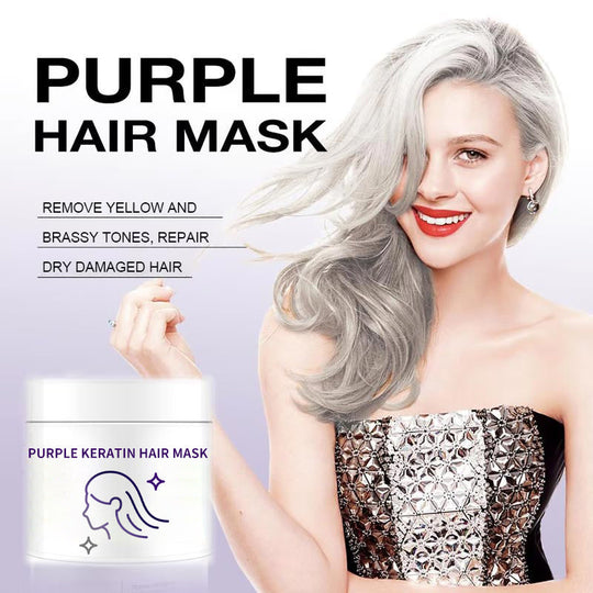 ✨ Purple Keratin Hair Mask - Tones Blonde, Silver & Gray Hair | Anti-Brass + Color Lock