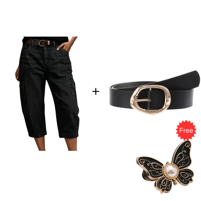 👖 LIMITED-TIME 50% OFF! &FERR SHIPPING✈️✨ Women's Casual Stretchy Cropped Denim Pants – Barrel Fit, Mid-Waist, Multi-Pockets 🌿