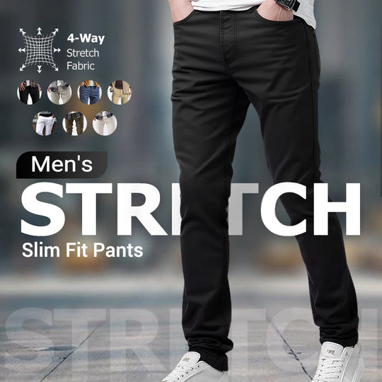 👖Pantalóns de cor sólida axustados e informales para homes con cinto