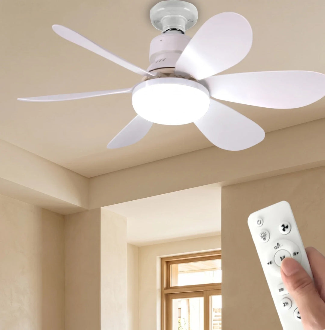 E27 LED Ceiling Fan Light with Remote 40W Dimmable 6 Blades Silent Lamp UK