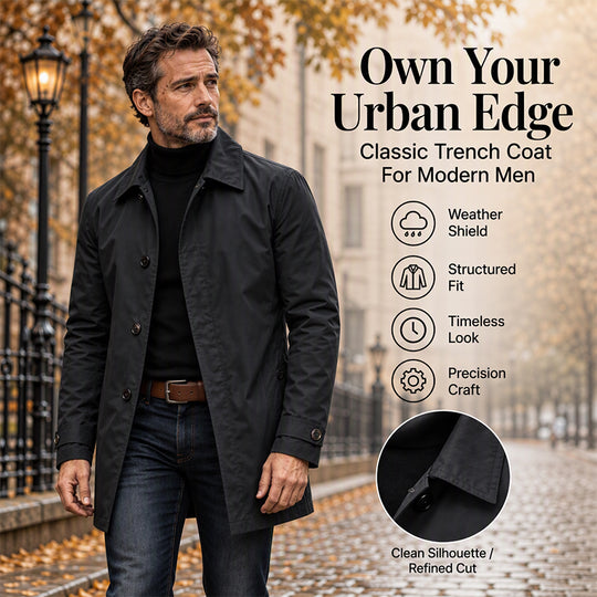 Men's Waterproof Mid-Length Trench Coat