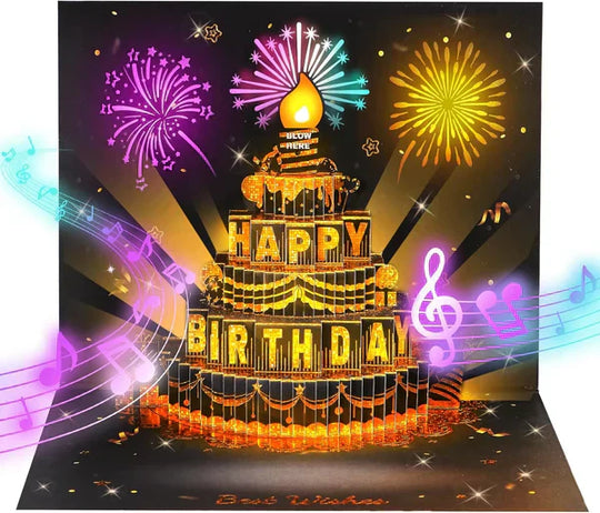 🎉3D Pop Up Musical Birthday Card with Lights & Song🎵🎂