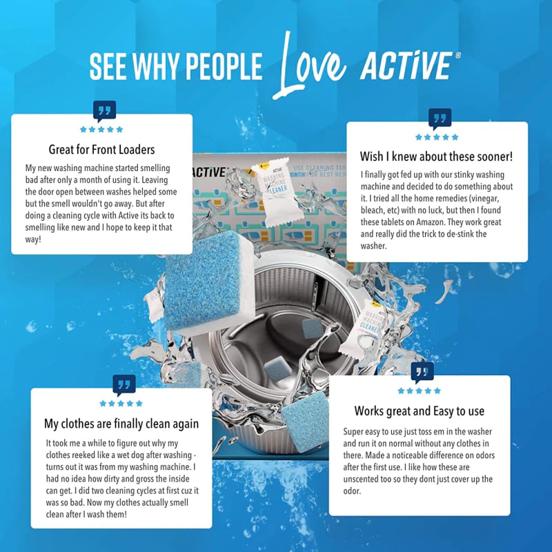 🧼Washing Machine Deep Cleaner Tablets – Eliminates 99% Germs, Removes Odors & Prevents Mold 🧽