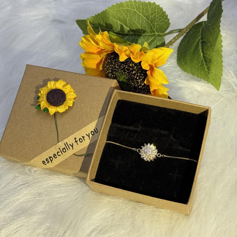 Spinning Sunflower Bracelet With Gift Box – A Calming and Relaxing Accessory for Mothers Day Gift, Valentines Day Gifts, Galentines Day Gifts, Birthday Gifts Jewelry