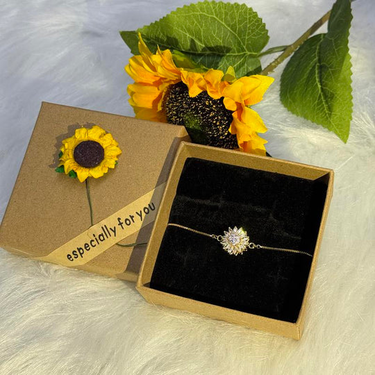 Spinning Sunflower Bracelet With Gift Box – A Calming and Relaxing Accessory for Mothers Day Gift, Valentines Day Gifts, Galentines Day Gifts, Birthday Gifts Jewelry