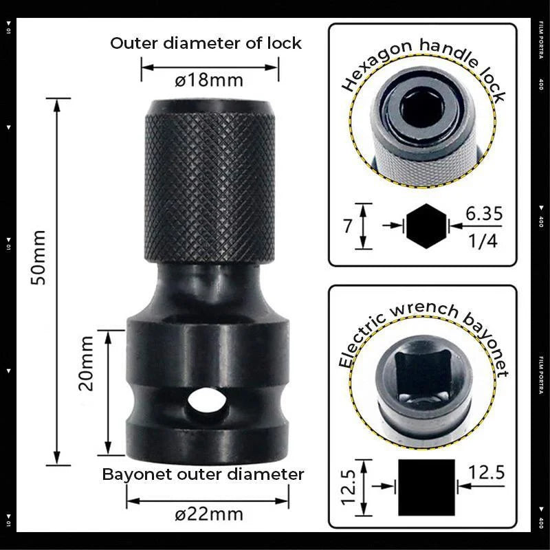📢📢50% OFF !! ⏰ 1/4" Hex Shank Socket Converter – 1/2" to 1/4", Quick Release ⚙️
