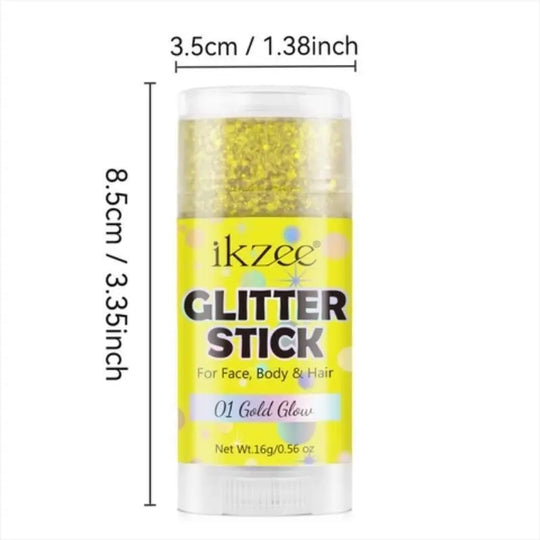 Ikzee Glitter Stick, Body Glitter Gel for Face and Hair, Shimmering Mermaid Glitter with Chameleon Effect and Large Particles, Glowing Body Glitter Cosmetic, Festival Party Makeup Accessory