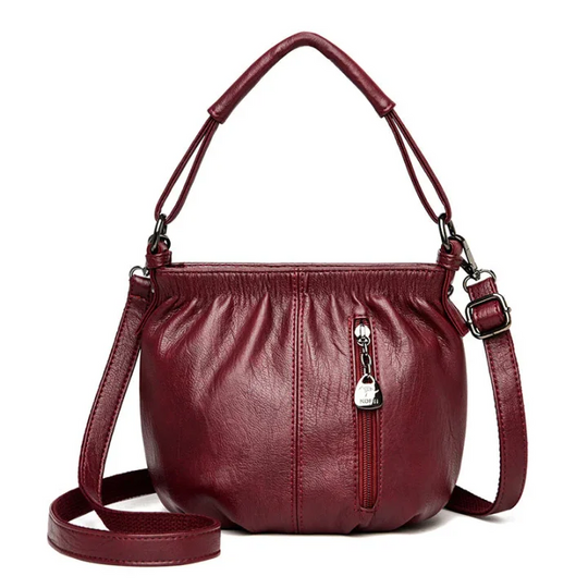 👜Pleated Bucket Leather Handbag – Soft Material, Adjustable Strap & Chic Casual Style ✨