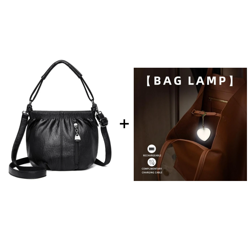 👜Pleated Bucket Leather Handbag – Soft Material, Adjustable Strap & Chic Casual Style ✨