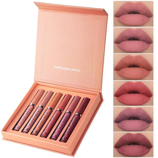🎉Hot Sale🎉Long-Lasting Matte Lip Glaze Set – 6 Colors in One Box