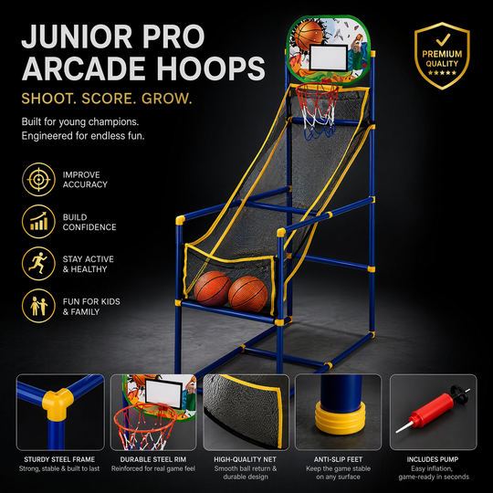 🥳2026 HOT SALE🥳💞50K+ SOLD!🏀🎯 50% OFF! Kids‘ Indoor Basketball Arcade Game – Auto ball return, sturdy & safe. 4 balls + pump included. Quick setup, endless fun! 🧒💨