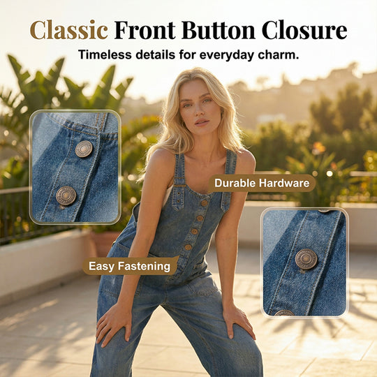 ✨ Easy Everyday Comfort | Women's Relaxed-Fit Denim Overalls with Deep Pockets