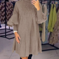 💕 Women's Plus Size Lantern Sleeve Stand Collar Dress