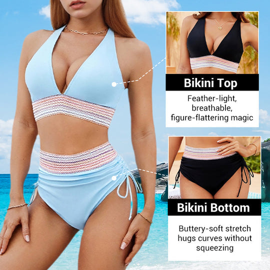 🌸 50% OFF NOW! 🌸High Waisted Tummy Control Color Block Bikini Sets