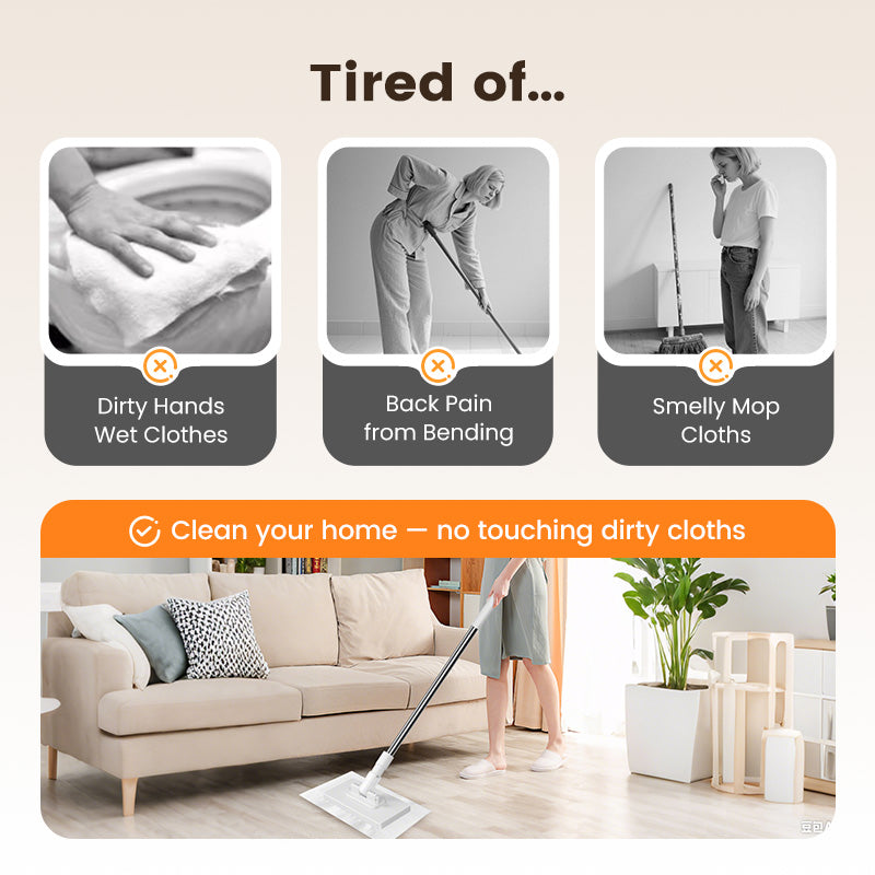 💥 Sista dagen! 50 % rabatt 💥Engångsdammmopp med 4 återanvändbara trasor