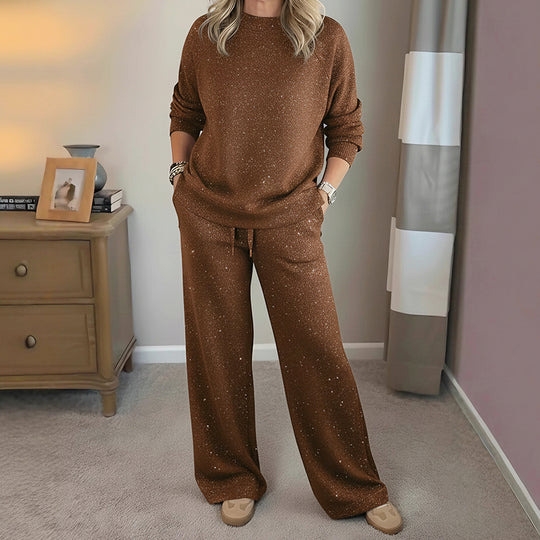 Women's Glitter Pullover Sweater & Pants 2-Piece Set