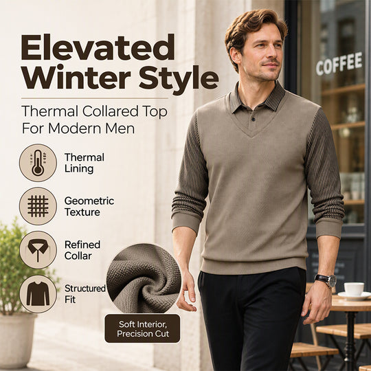 👕Men's False Two-Piece Long Sleeve Top – Smart Casual Two-Piece Look Without The Fuss