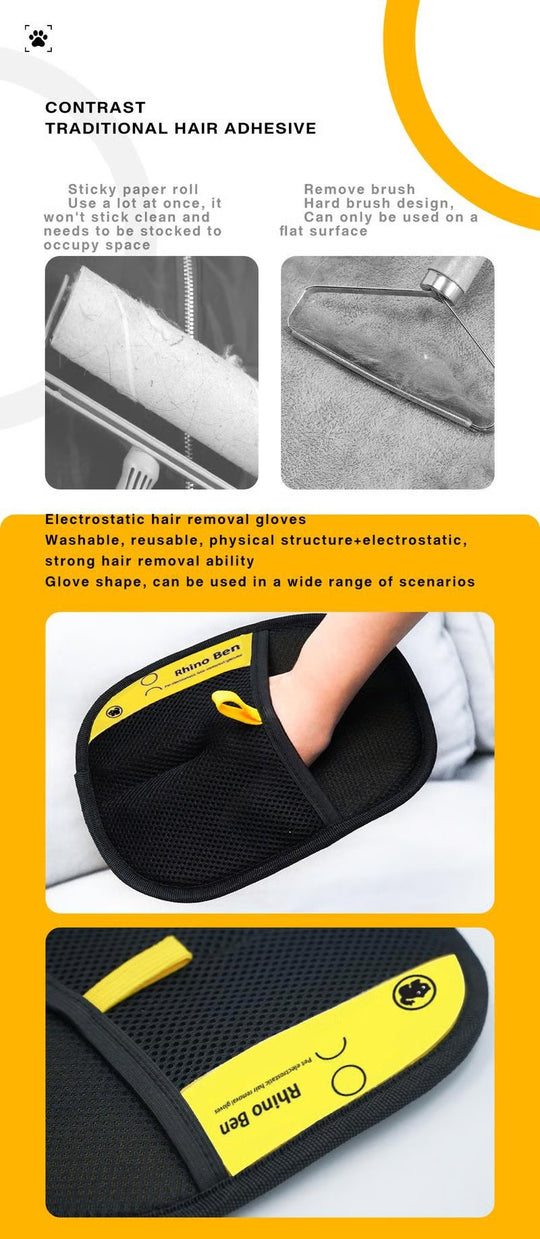 ⚡ 50K+ SOLD! 🎁Reusable Electrostatic Pet Hair Removal Glove - Works on Clothes, Couch, Car & All Fabric Surfaces