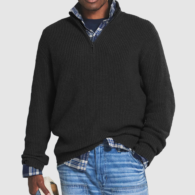 👔Men's Business Casual Zipper Sweater🚆Smooth Anti-Pill Knit, Tailored Fit & Stretch for Comfort (Machine Washable)