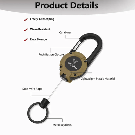 🥳2026 HOT SALE🥳💞50K+ SOLD!🔑🎣 50% OFF! Retractable Carabiner Keychain – 65cm steel lanyard, 100,000 pull cycles. Lightweight & sturdy. No more fumbling for keys! 🧗✨