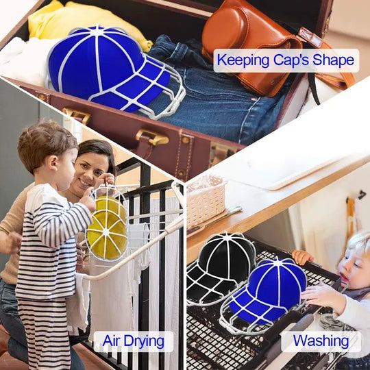 Polypropylene Hat Washer Cage with Adjustable Shaper, 1 Pack White Free Gift Mesh Bag, Laundry Accessory Zipper Organizer for Adult Caps, Hat Cleaning Protection in Washer