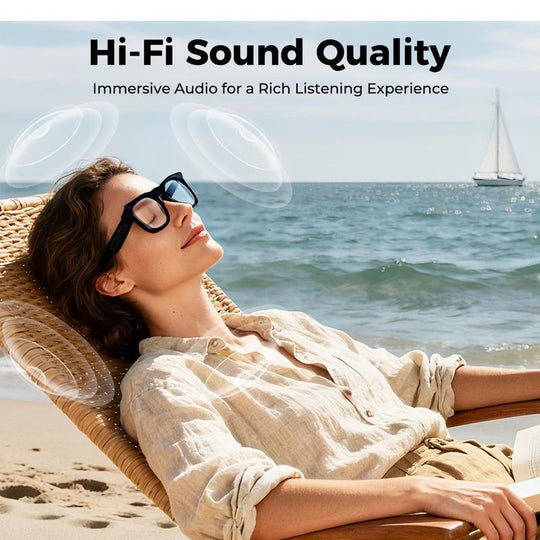 AI smart glasses with ChatGPT, 8 MP camera and HD 1200P 4K video recording, real-time translation in over 160 languages, Bluetooth 5.4, HiFi audio and music control, smart sunglasses with video recording for on the go