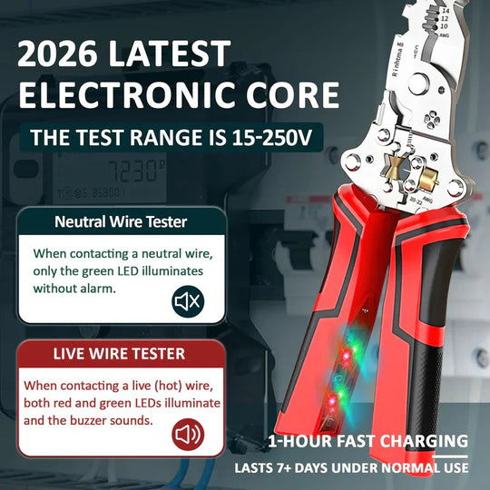 🔥2026 HOT SOLD! 🔥Wire Stripping Pliers – Multi-Function Cutting & Voltage Detection Tool For Safer Electrical Work