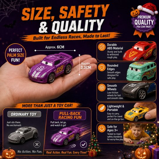 🚗🔥 50% OFF! Cartoon Mini Toy Car Set – Bright Colors, Smooth Rolling Wheels, Durable ABS for Kids Party Favors & Collectibles ✨