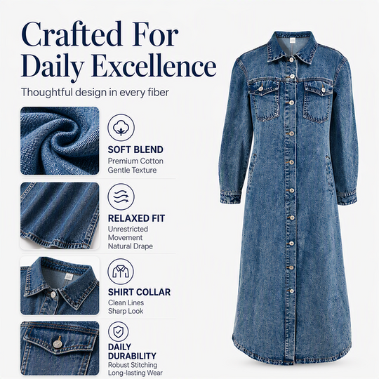 ⏳Time-Limited Special & Free Shipping⏰Women’s Casual Longline Button-Up Denim Coat