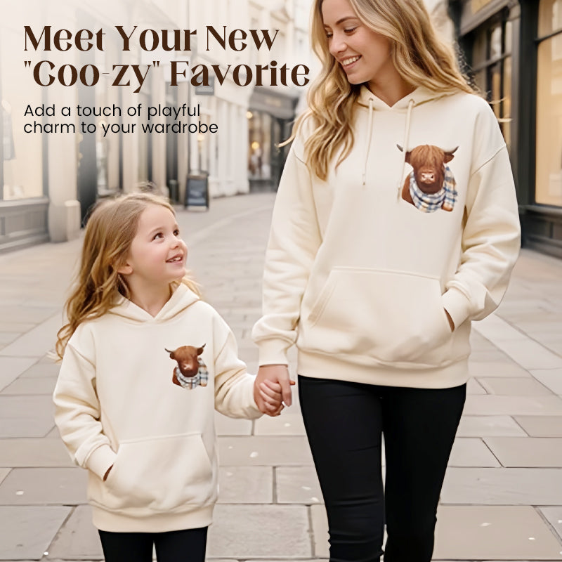 🎅CHRISTMAS SALE 50% OFF!!🎁🐄Cute Highland Cow Cozy Fleece-Lined Hooded Sweatshirt🦬
