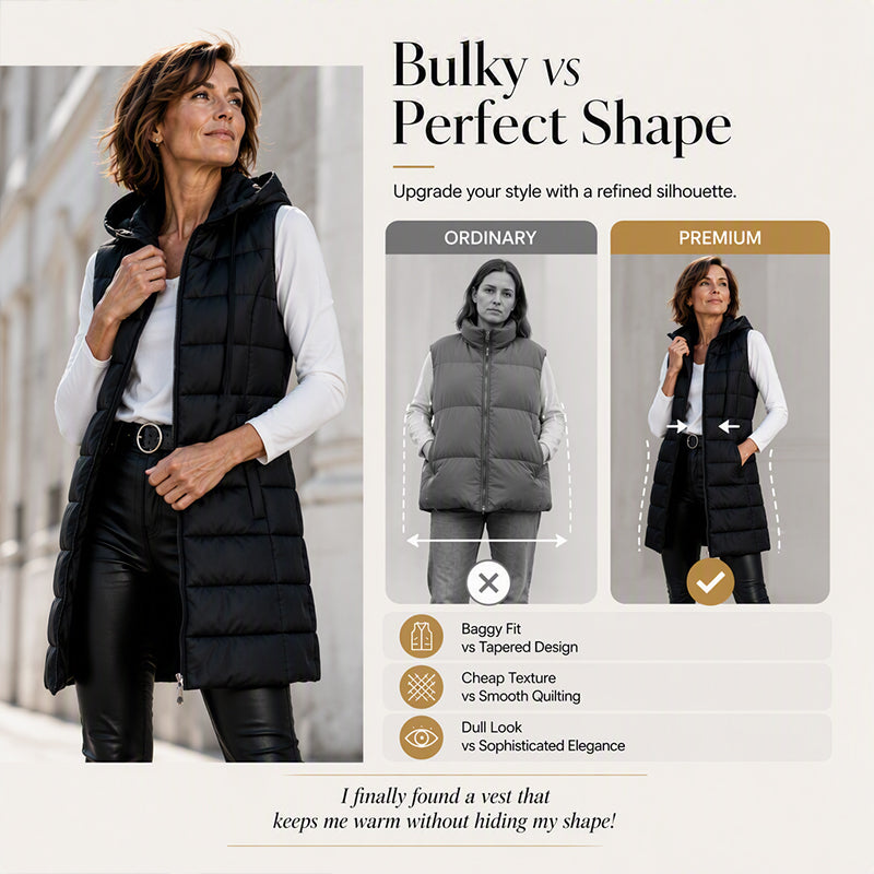 Women’s Zip-Up Long Puffer Vest