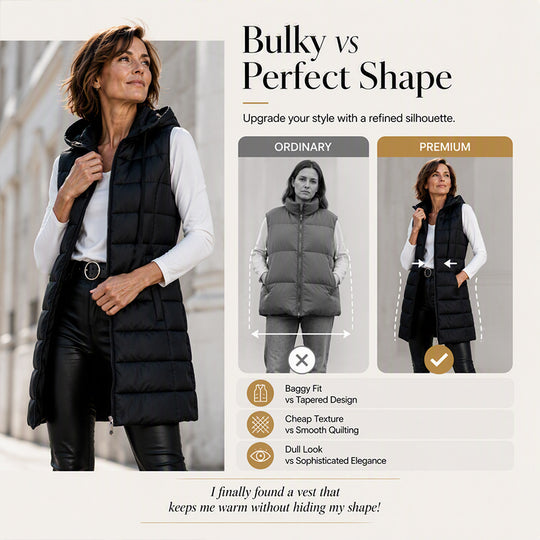 Women’s Zip-Up Long Puffer Vest