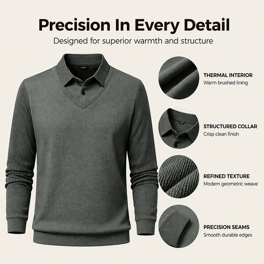👕Men's False Two-Piece Long Sleeve Top – Smart Casual Two-Piece Look Without The Fuss