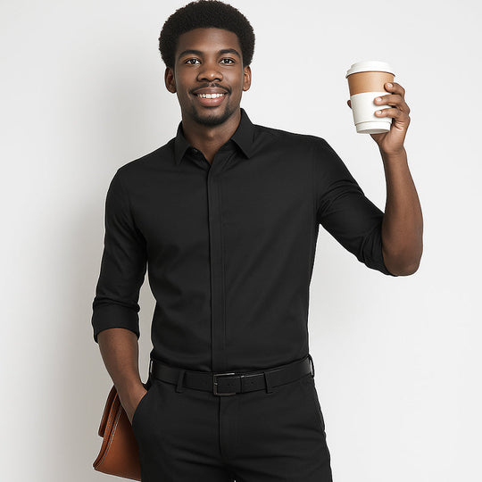 ✨👔2025 New Men's Classic Shirt with Hidden Zipper/ Easy to Put On and Take Off