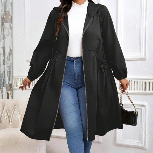 ⏳LAST DAY SALE 50% OFF🧥💖Casual Plus Size Drawstring Zip-Up Long Sleeve Hooded Coat