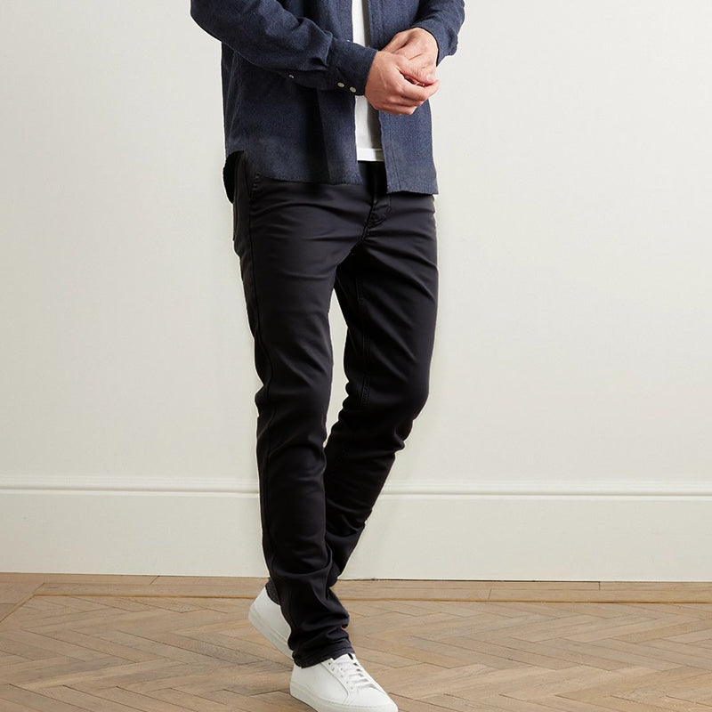 👖Pantalóns de cor sólida axustados e informales para homes con cinto