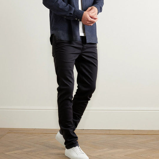 👖Pantalóns de cor sólida axustados e informales para homes con cinto