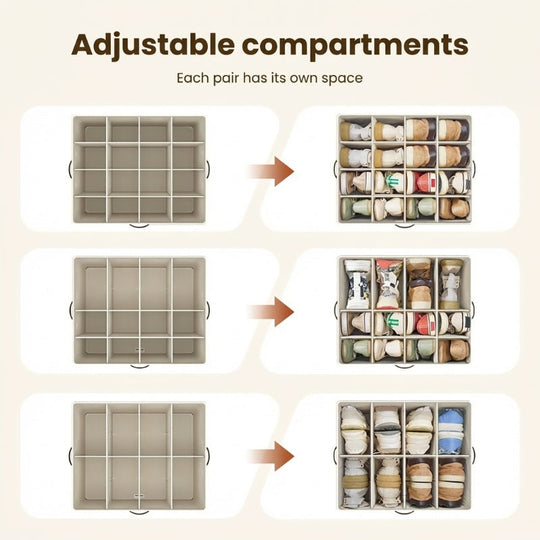 ⏰🔥LIMITED TIME 49% OFF! 👟 Fabric Shoe Organizer Storage Box – Foldable, Large Capacity, Dustproof & Breathable for Closet & Bedroom 🧺✨