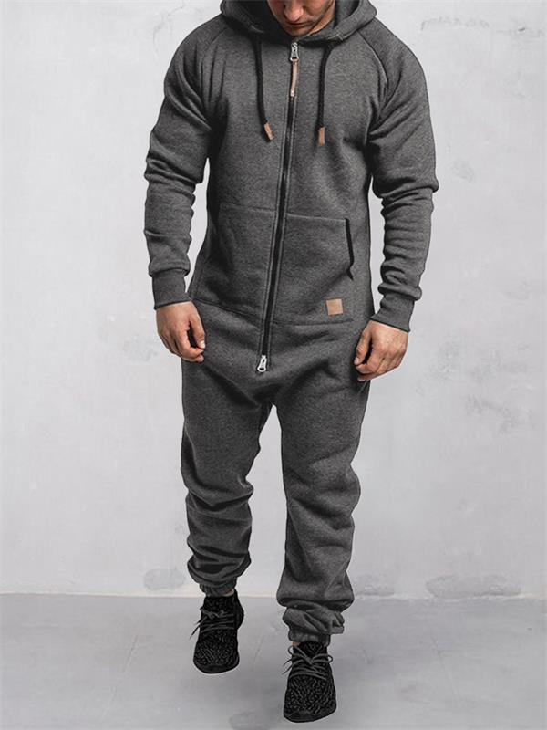 🎁New Arrivals 50% OFF💥Hooded Fleece Solid Color Jumpsuit