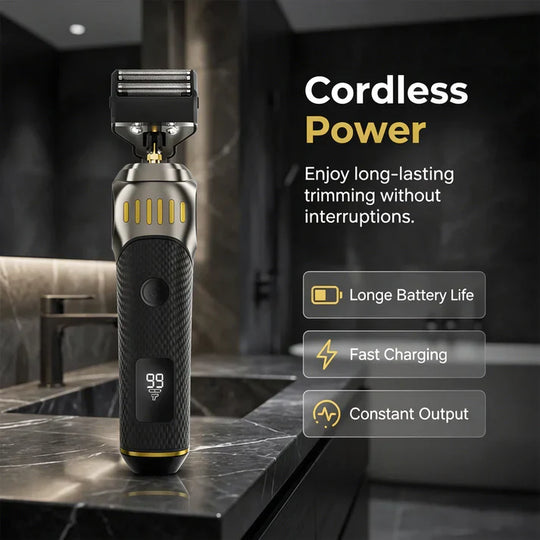 ⏳LIMITED TIME: 50% OFF! 🏆Luxe 3-in-1 Professional Men’s Grooming Set – T-Blade Trimmer, Foil Shaver & Nose Trimmer – With LED Display & USB Rechargeable