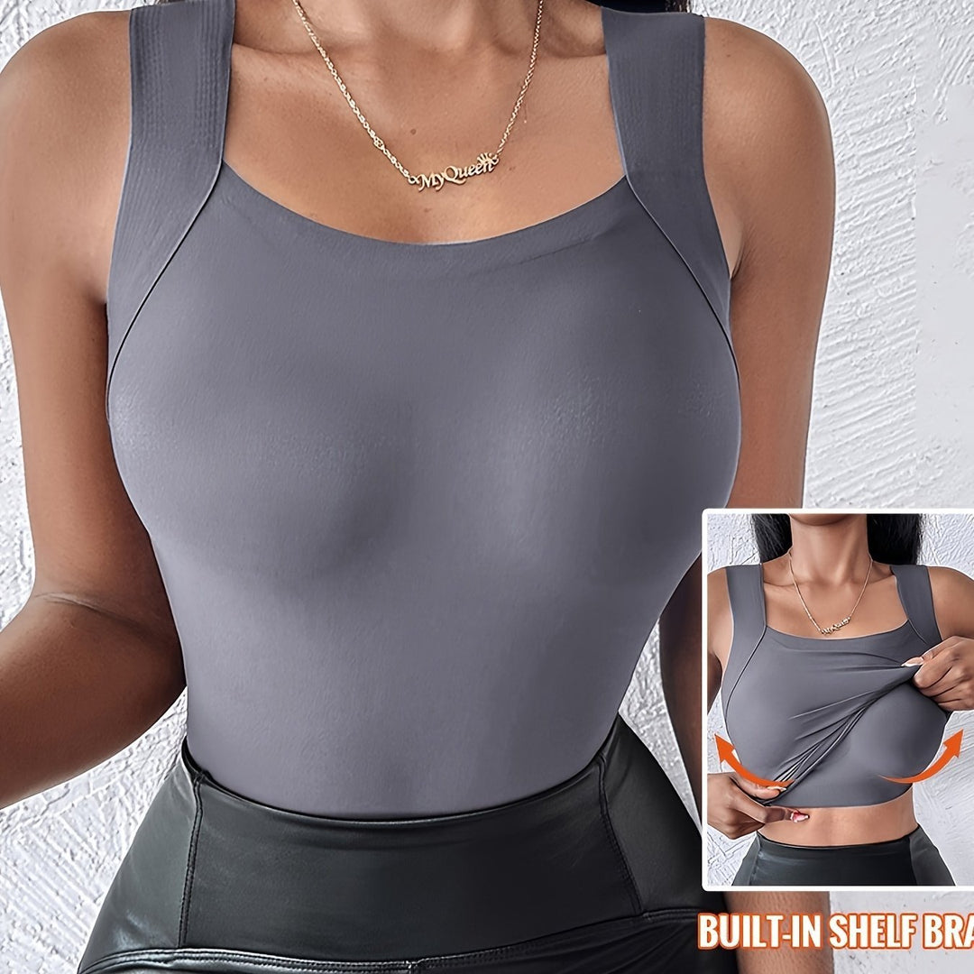 Women’s U-Neck Tank Tops with Built-In Bra