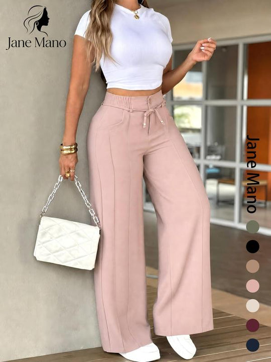 ⏳Last Day Sale Only ￡15.99!!👖💥Women's High-Waisted Straight Leg Trousers – Front seam & elastic back – Versatile, comfortable & perfect for office or casual wear ✨🌸