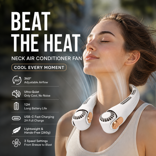 📢📢50% OFF !! ⏰360° Rotating Neck Fan, Ultra Quiet 3 Speeds, Long Battery Hands-Free Summer Cooler 😎🌬️