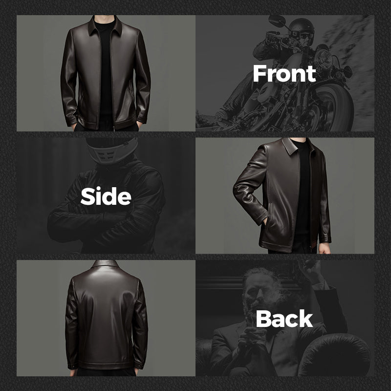 💥Chaqueta de coiro Fliwos® Tough Vibe para home: deseño axustado, ferraxes retro para motociclistas & Looks informais