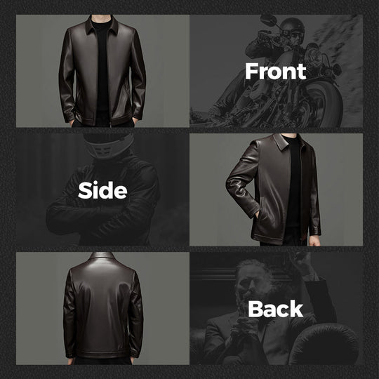 💥Chaqueta de coiro Fliwos® Tough Vibe para home: deseño axustado, ferraxes retro para motociclistas & Looks informais