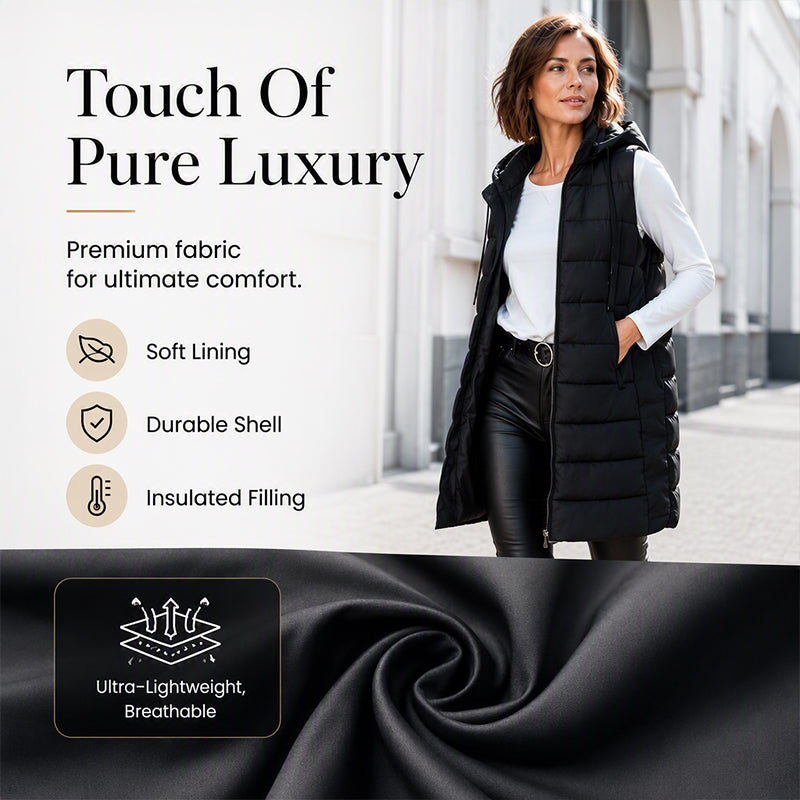 Women’s Zip-Up Long Puffer Vest