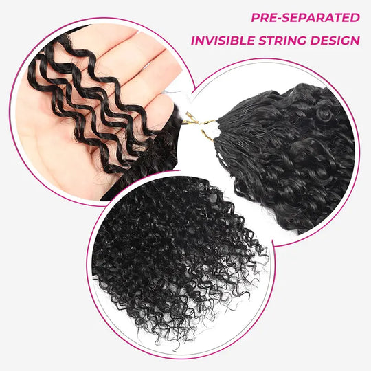 ISEE HAIR Human Hair Crochet Extensions Miracle Knots Pre-Separated 50g/Pack – Knotless Boho Braids, 4-5 Packs for Full Head, Multiple Curly & Wave Textures