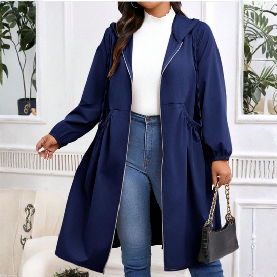 ⏳LAST DAY SALE 50% OFF🧥💖Casual Plus Size Drawstring Zip-Up Long Sleeve Hooded Coat