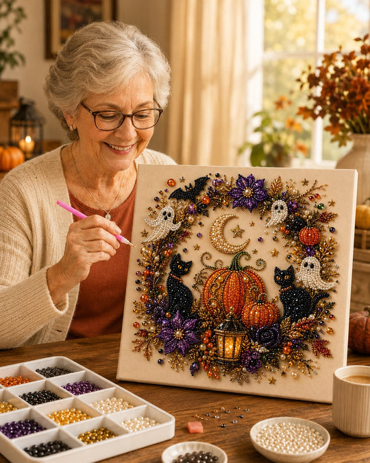 🔥 Last Day 70% OFF  👻✨ Halloween Pearl Art DIY Kit – Turn Tiny Pearls into Spooky-Cute Magic