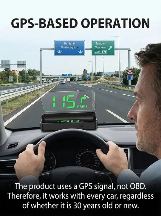 🚗50% OFF NOW! Head-Up Display Car GPS Digital Speedometer – Traffic Light Countdown & Red Light Camera Alert HUD, Universal Driver Safety Warning Device to Avoid Tickets for City Driving